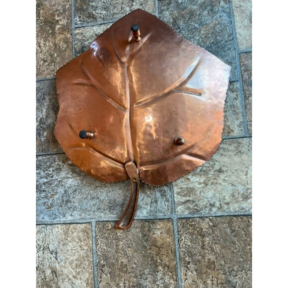 Vtg 1970's Solid Copper Maple Leaf Decorative Serving Dish Hand Hammered - Picture 3 of 10